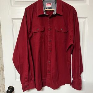 Wrangler Premium Quality Comfort FLEX Mens‎ 2XL Button Up Shirt Burgundy